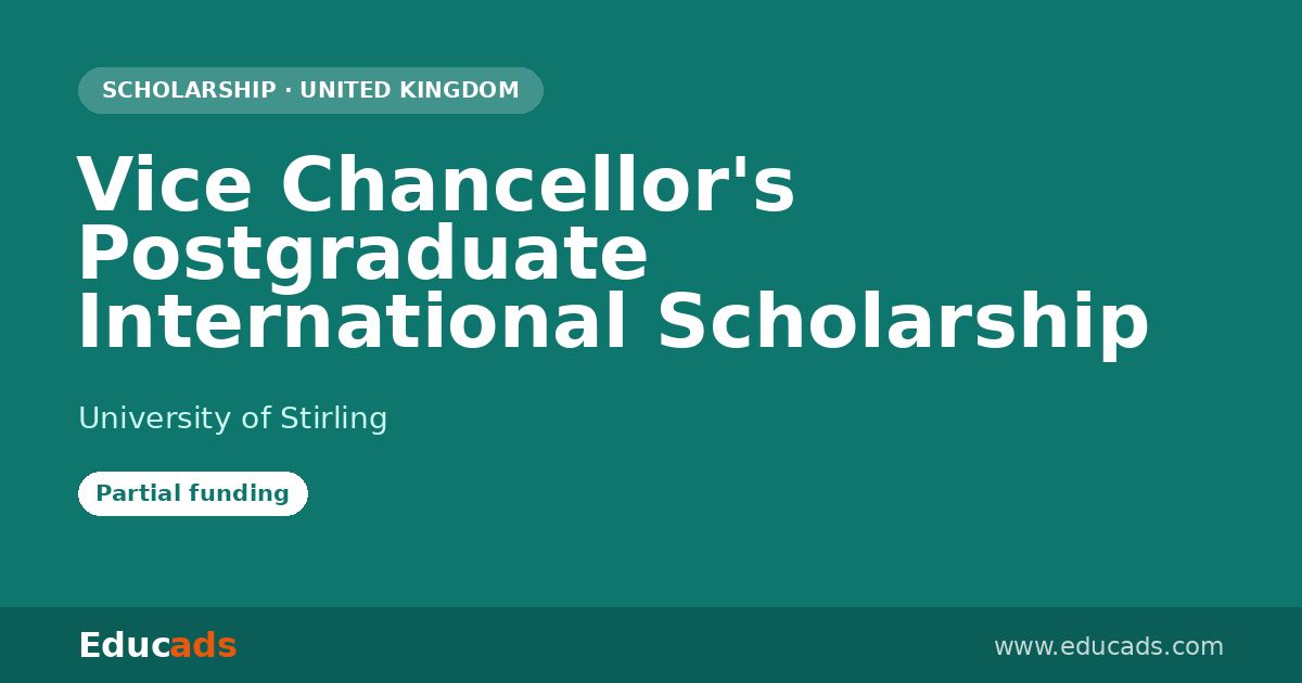 Vice Chancellor's Postgraduate International Scholarship scholarship