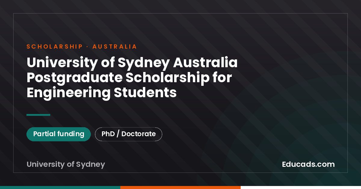 University of Sydney Australia Postgraduate Scholarship for Engineering Students scholarship