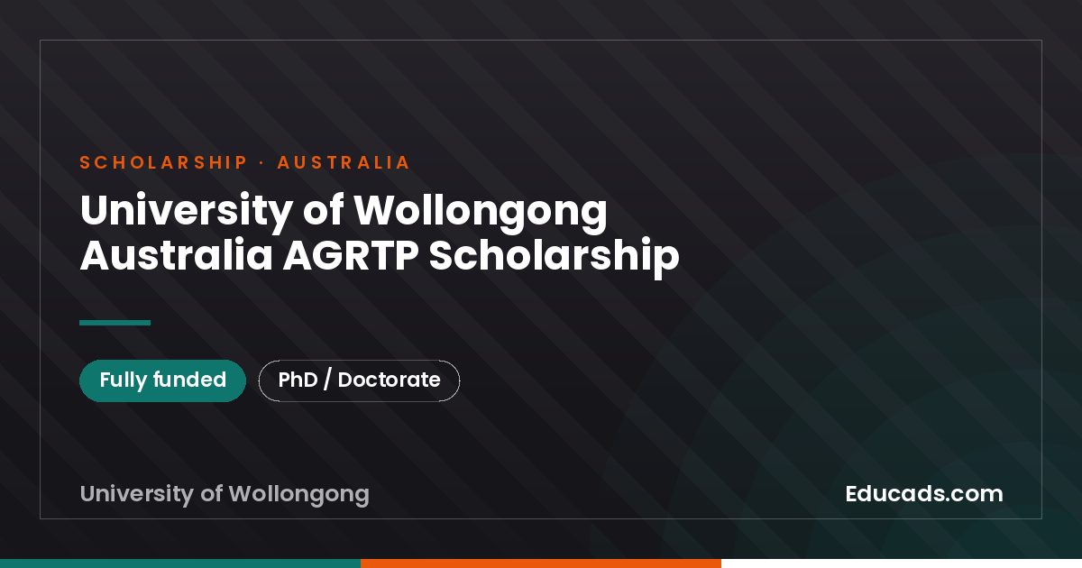 University of Wollongong Australia AGRTP Scholarship scholarship
