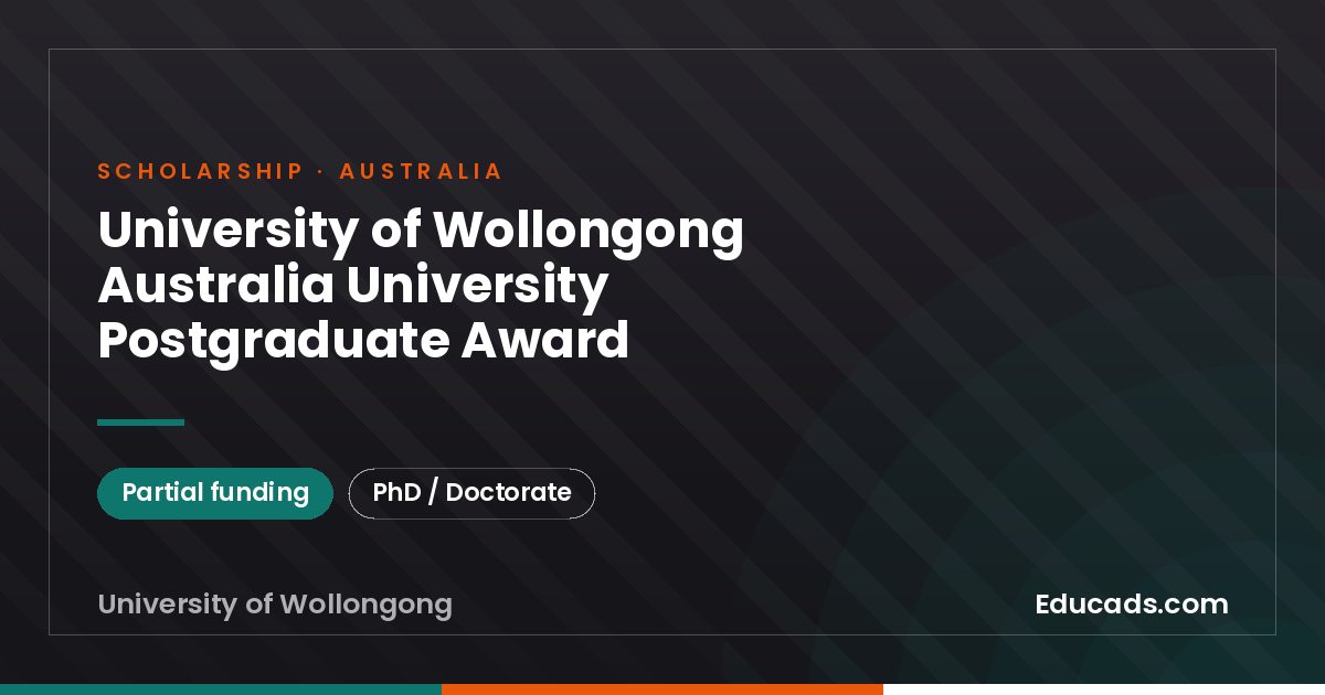 University of Wollongong Australia University Postgraduate Award scholarship