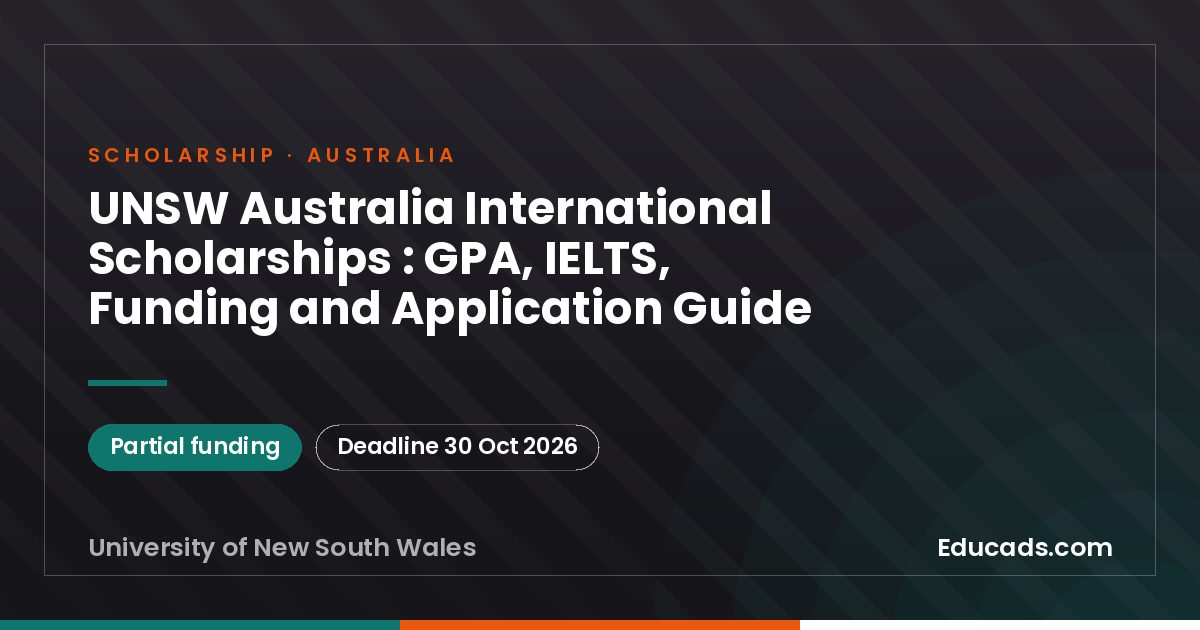 UNSW Australia International Scholarships : GPA, IELTS, Funding and Application Guide scholarship