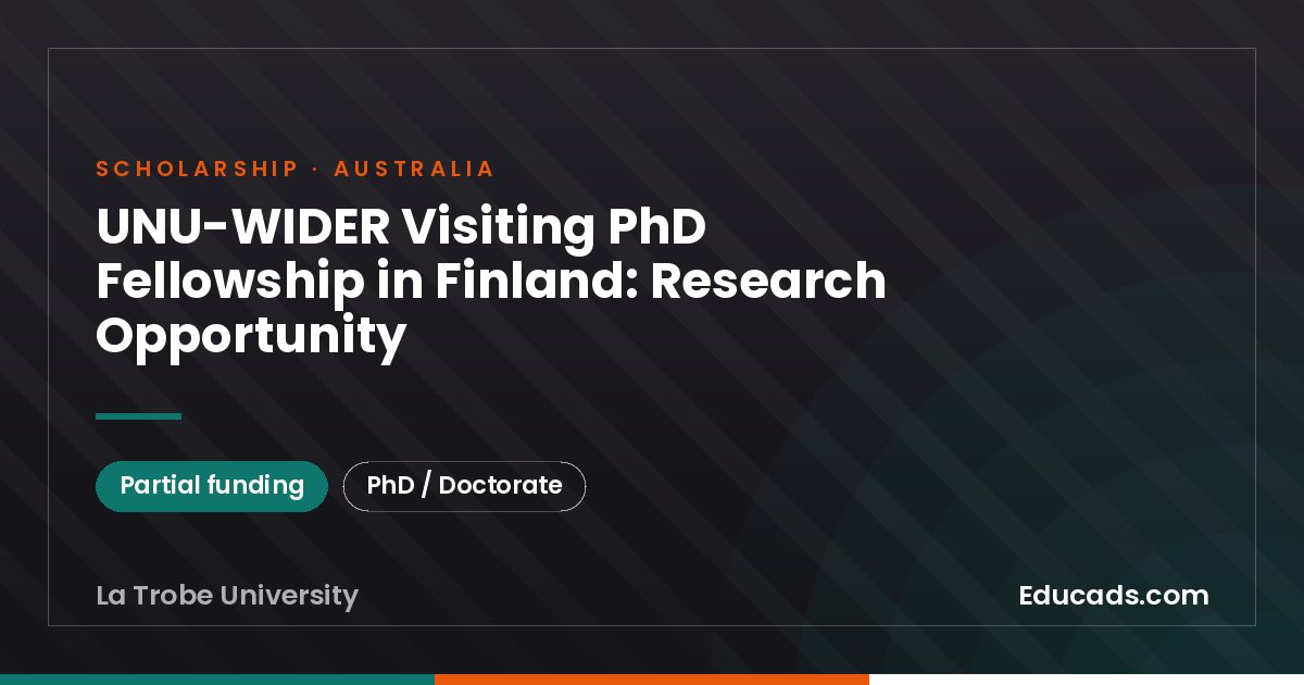 UNU-WIDER Visiting PhD Fellowship in Finland: Research Opportunity scholarship
