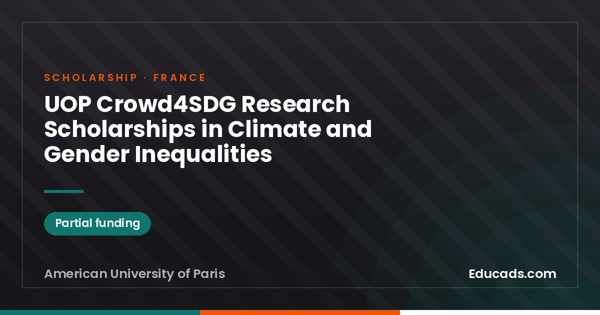 UOP Crowd4SDG Research Scholarships in Climate and Gender Inequalities scholarship