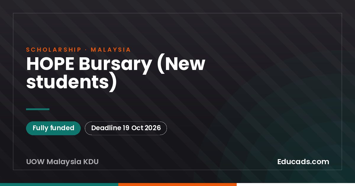 HOPE Bursary (New students) scholarship