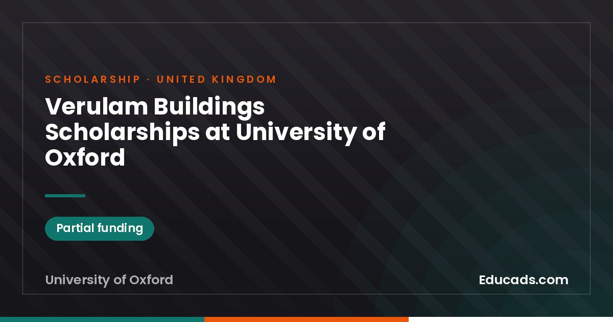 Verulam Buildings Scholarships at University of Oxford scholarship