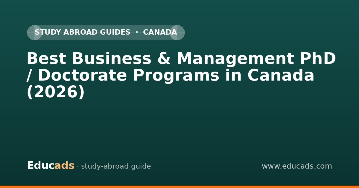Best Business & Management PhD / Doctorate Programs in Canada (2026)
