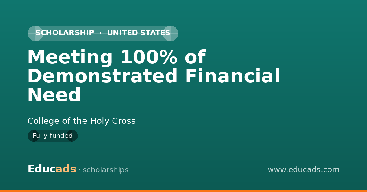 Meeting 100% of Demonstrated Financial Need scholarship