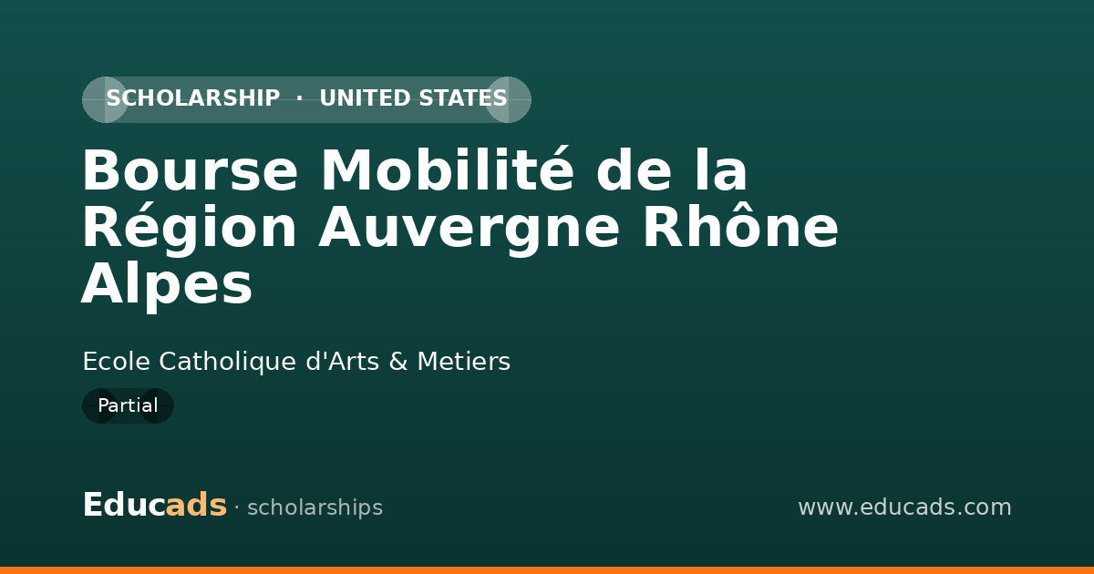 Bourse Mobilité de la Région Auvergne Rhône Alpes scholarship