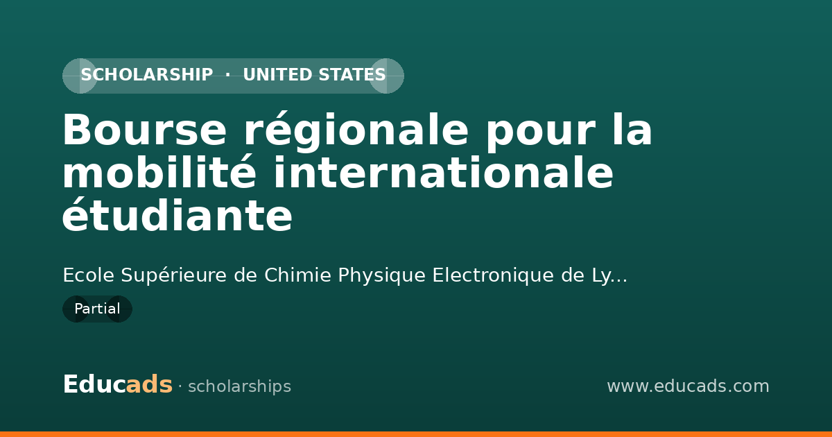 Bourse régionale pour la mobilité internationale étudiante scholarship