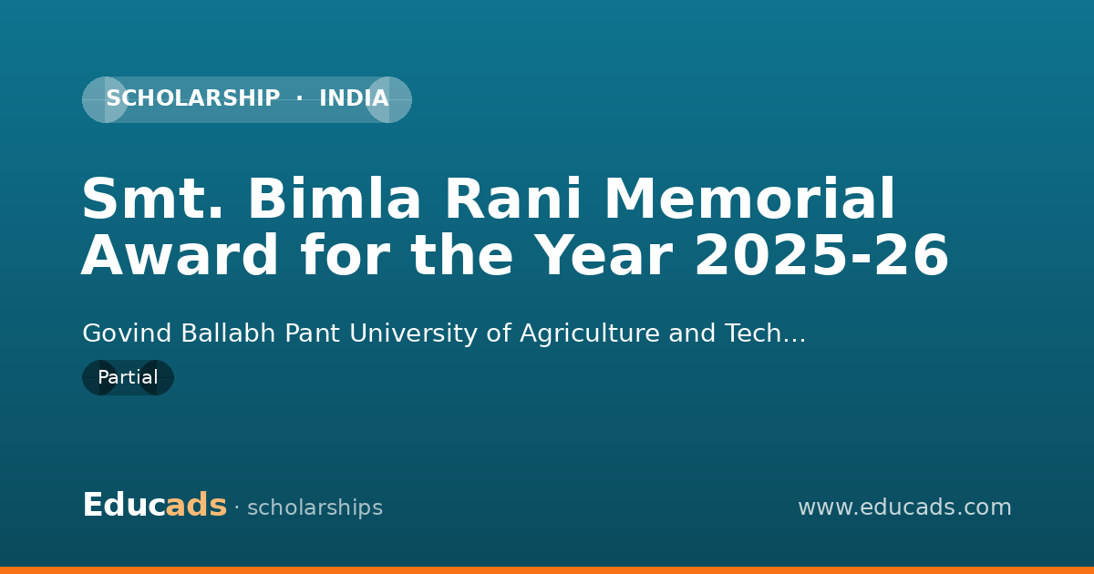 Smt. Bimla Rani Memorial Award for the Year 2025-26 scholarship