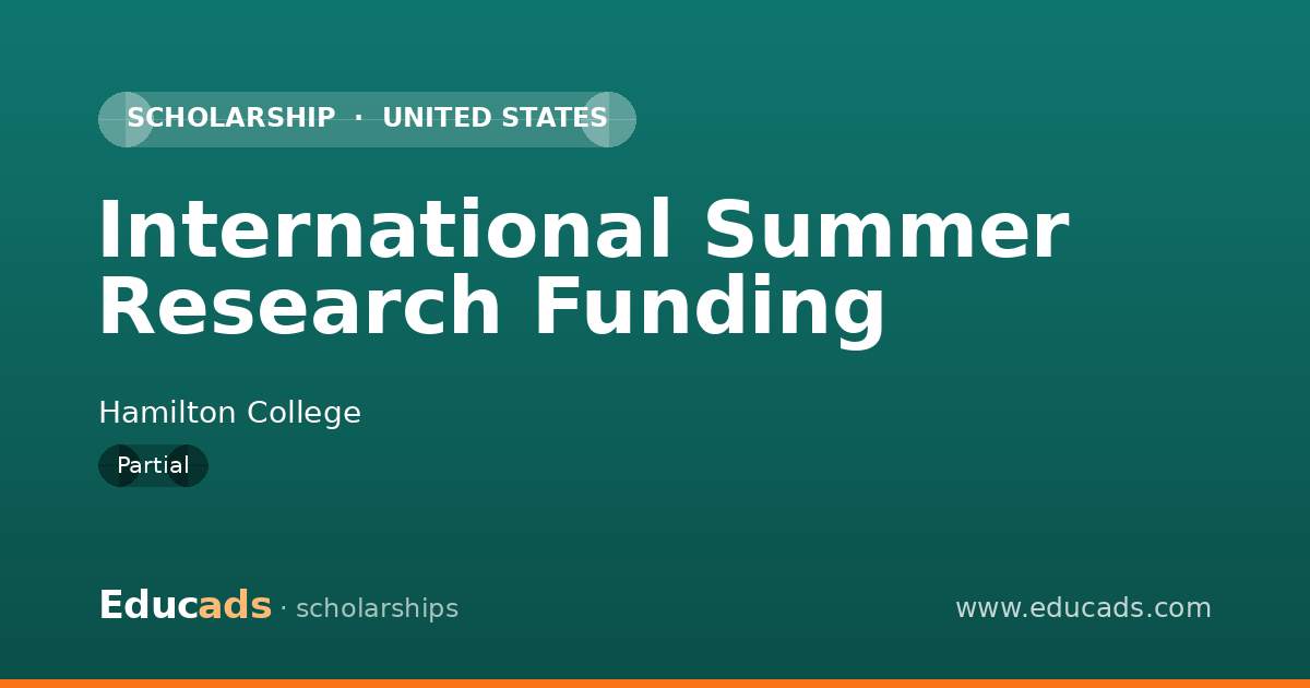 International Summer Research Funding scholarship