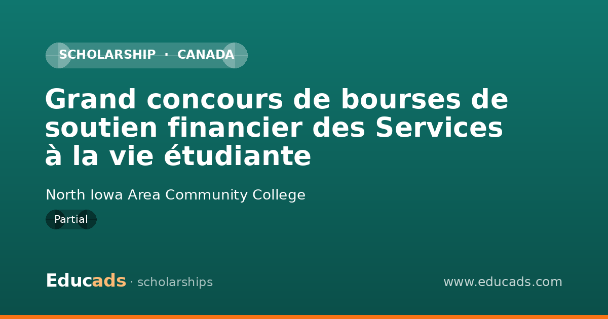 Grand concours de bourses de soutien financier des Services à la vie étudiante scholarship
