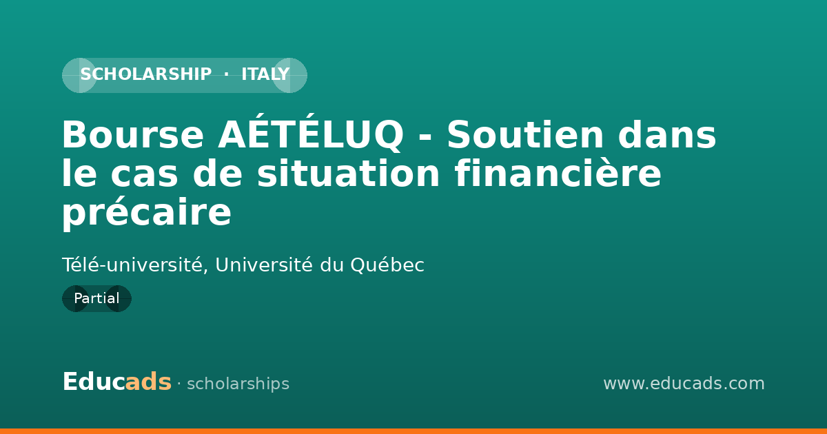 Bourse AÉTÉLUQ - Soutien dans le cas de situation financière précaire scholarship