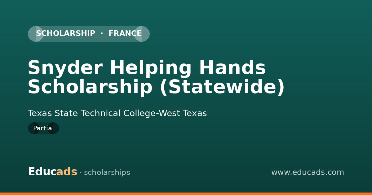 Snyder Helping Hands Scholarship (Statewide) scholarship