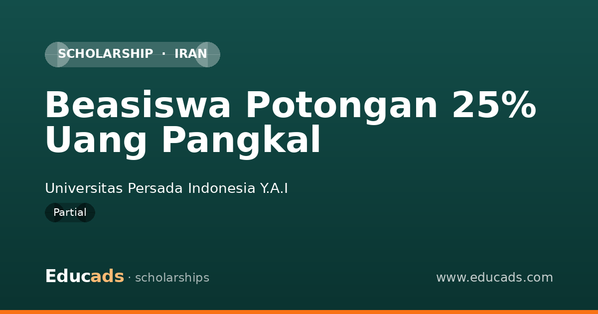 Beasiswa Potongan 25% Uang Pangkal scholarship