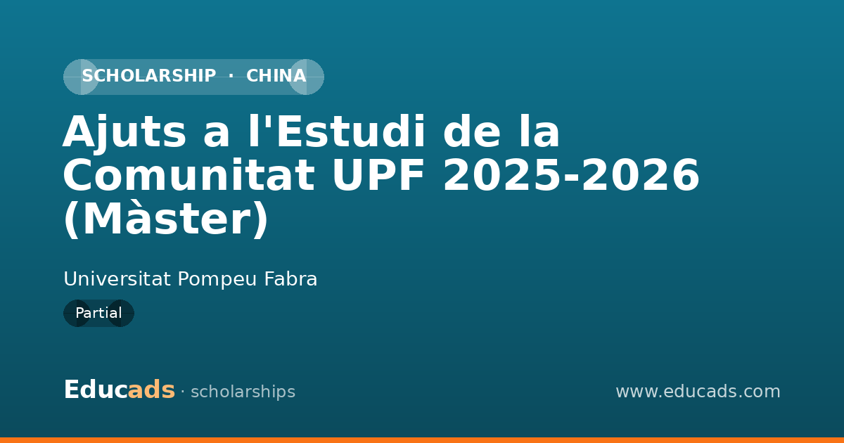 Ajuts a l'Estudi de la Comunitat UPF 2025-2026 (Màster) scholarship