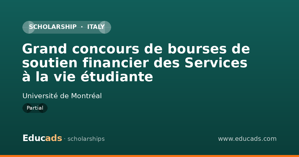 Grand concours de bourses de soutien financier des Services à la vie étudiante scholarship