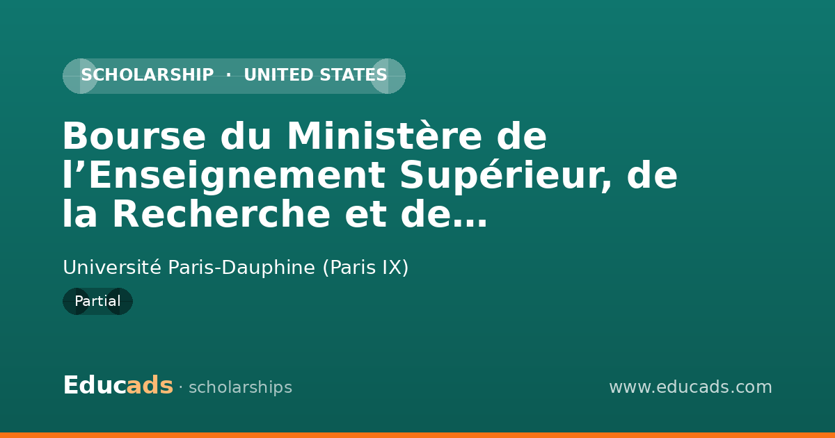 Bourse du Ministère de l’Enseignement Supérieur, de la Recherche et de l’Innovation – Aide à la mobilité internationale scholarship