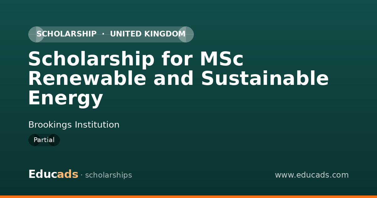 Scholarship for MSc Renewable and Sustainable Energy scholarship