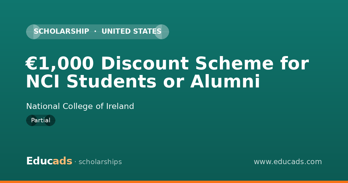 €1,000 Discount Scheme for NCI Students or Alumni scholarship