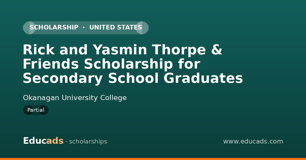Rick and Yasmin Thorpe & Friends Scholarship for Secondary School Graduates scholarship