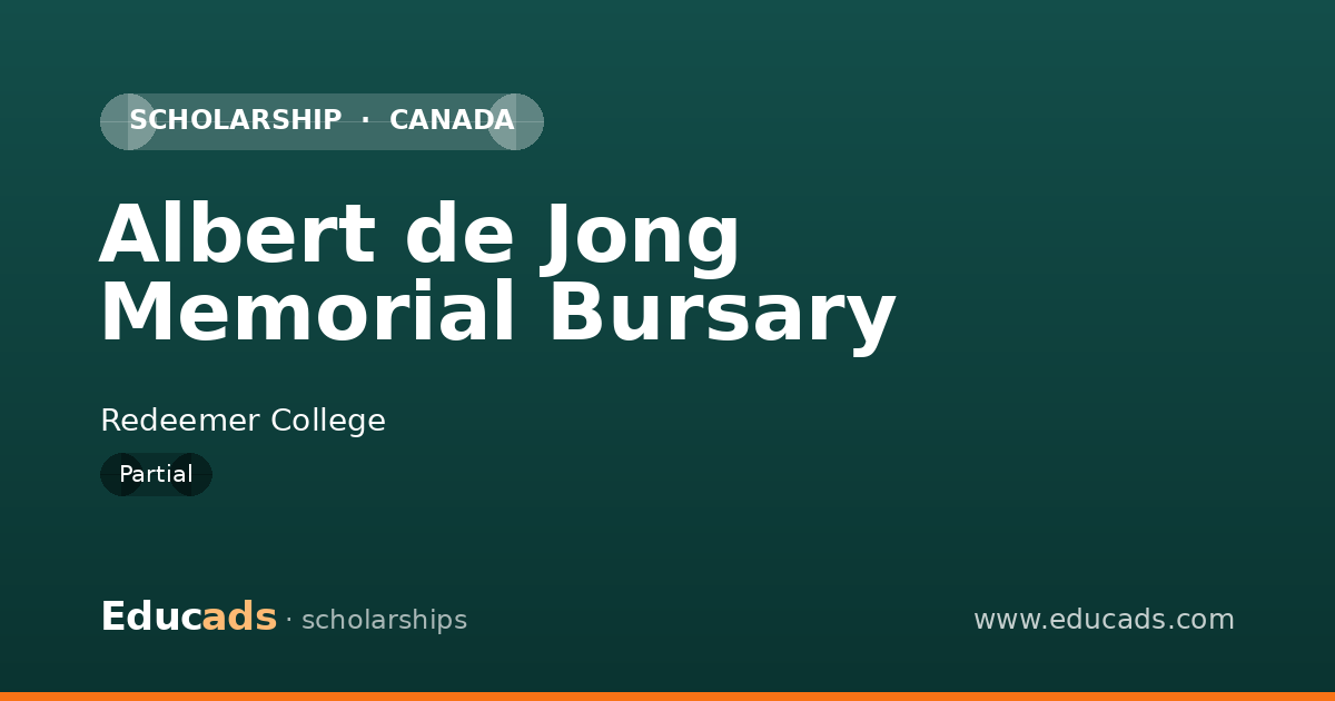 Albert de Jong Memorial Bursary scholarship