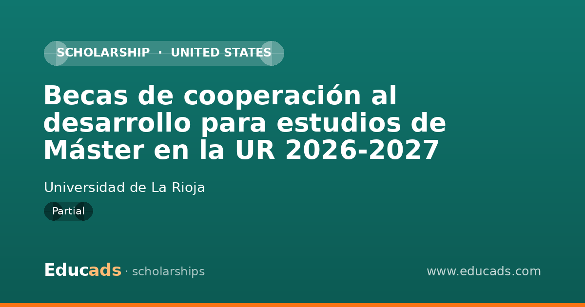 Becas de cooperación al desarrollo para estudios de Máster en la UR 2026-2027 scholarship