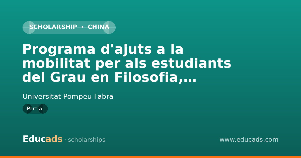 Programa d'ajuts a la mobilitat per als estudiants del Grau en Filosofia, Política i Economia scholarship