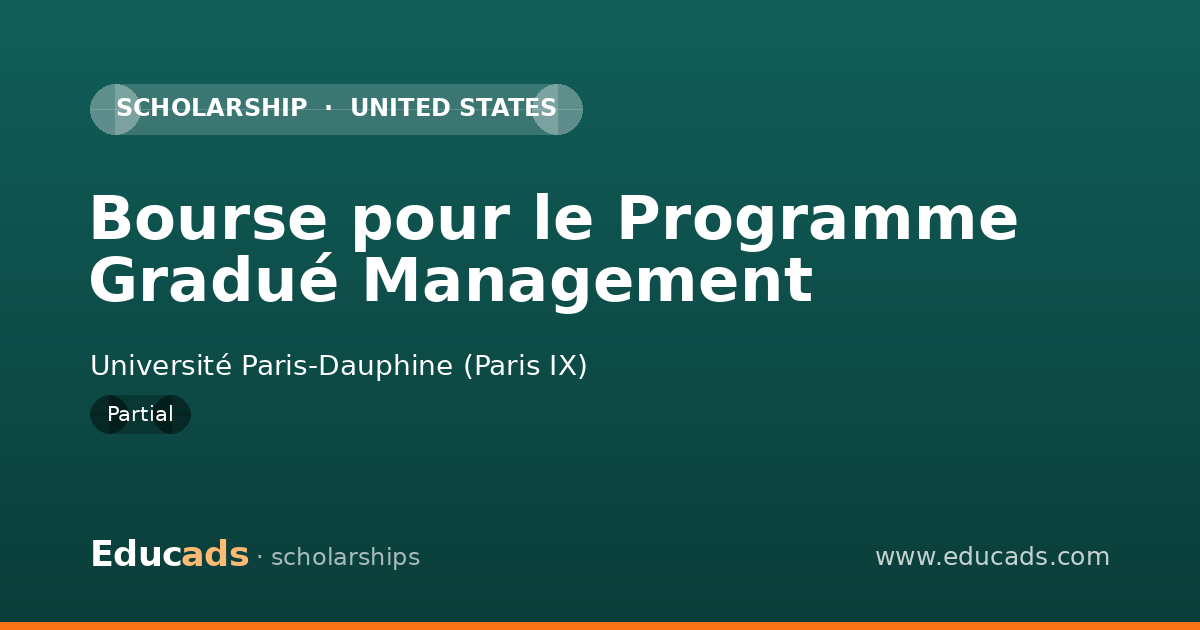 Bourse pour le Programme Gradué Management scholarship