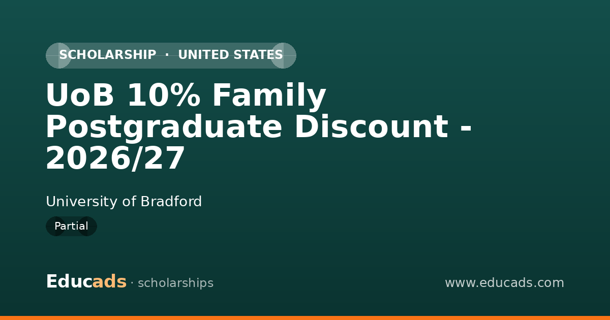 UoB 10% Family Postgraduate Discount - 2026/27 scholarship