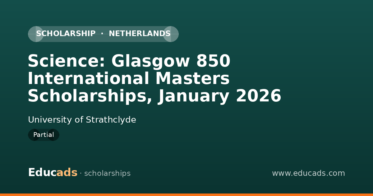 Science: Glasgow 850 International Masters Scholarships, January 2026 scholarship