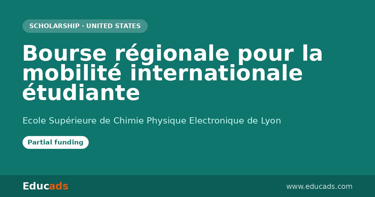 Bourse régionale pour la mobilité internationale étudiante scholarship