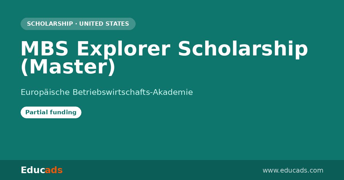 MBS Explorer Scholarship (Master) scholarship